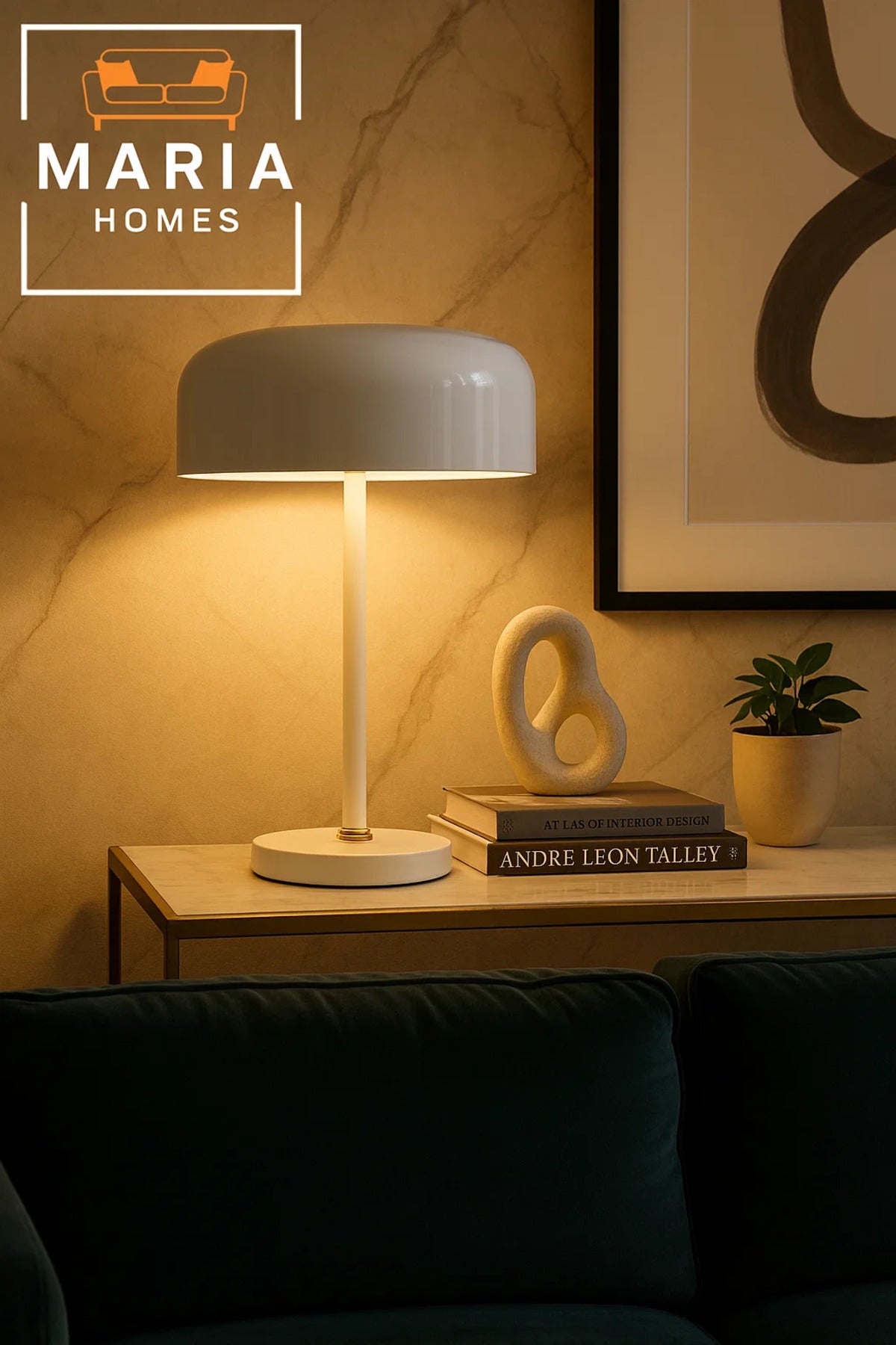 Glossy White Modern Table Lamp