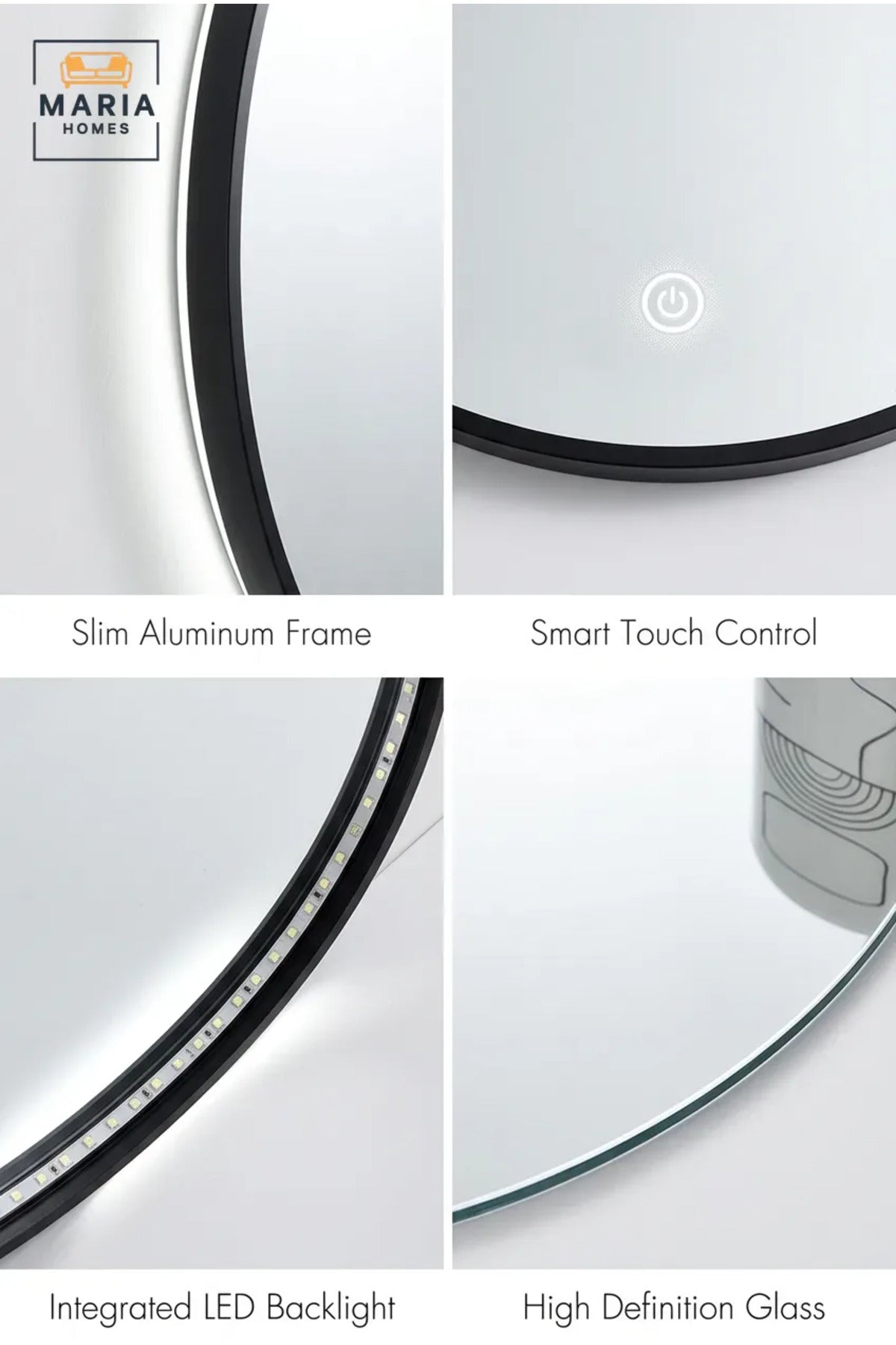 Round LED Wall Mirror with Backlit Touch Sensor – Modern Bathroom Vanity Mirror