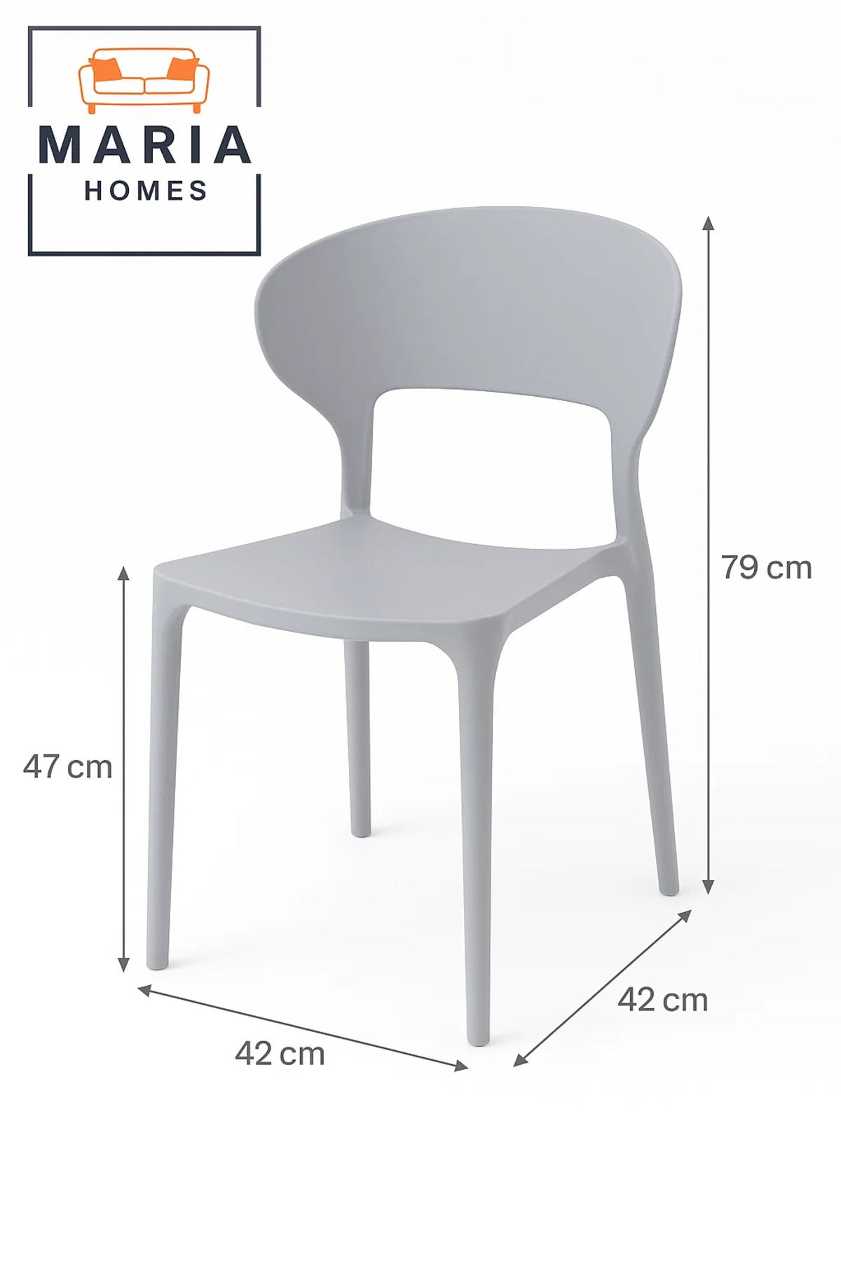 Light Grey Modern Plastic Chair Ð Ergonomic Dining Chair for Kitchen, Office, or Indoor Use