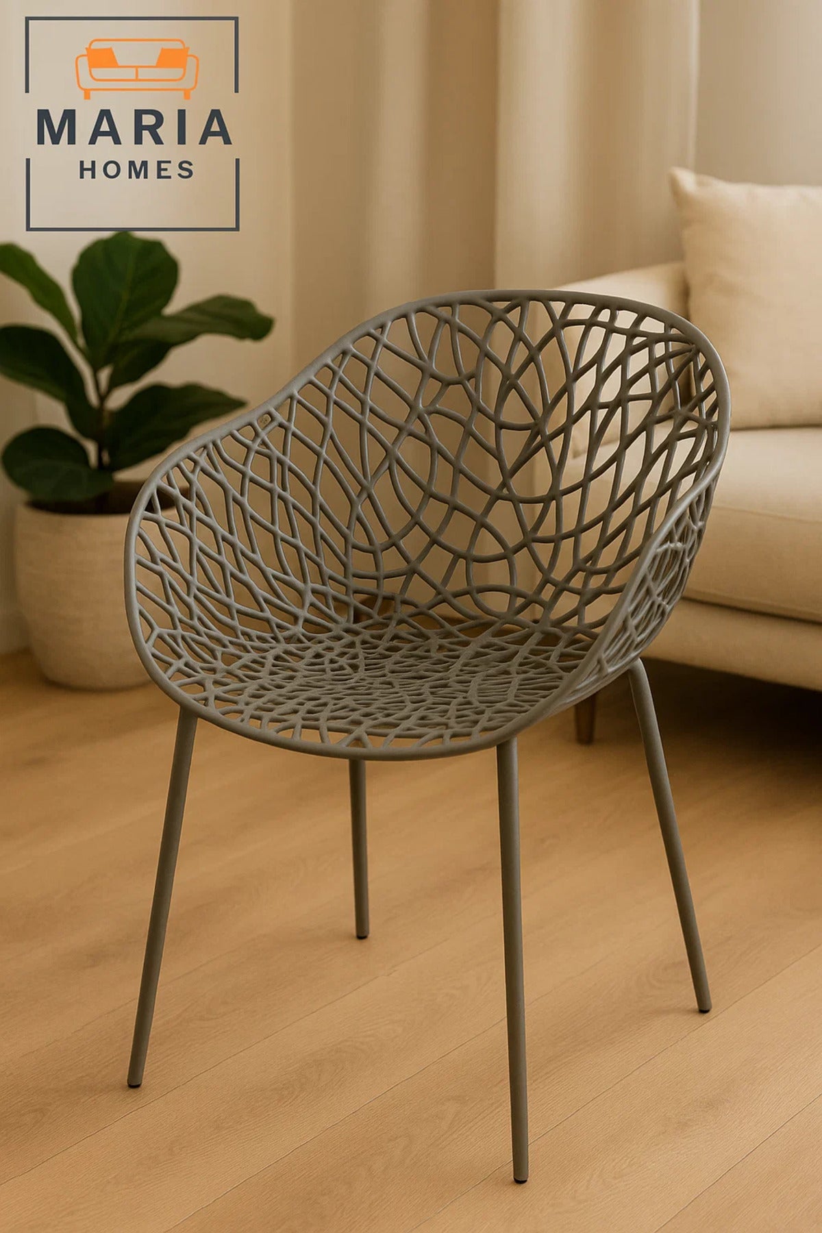 Contemporary Grey Net Design Outdoor Chair Ð Durable & Stylish Plastic Seating