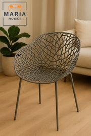 Contemporary Grey Net Design Outdoor Chair Ð Durable & Stylish Plastic Seating