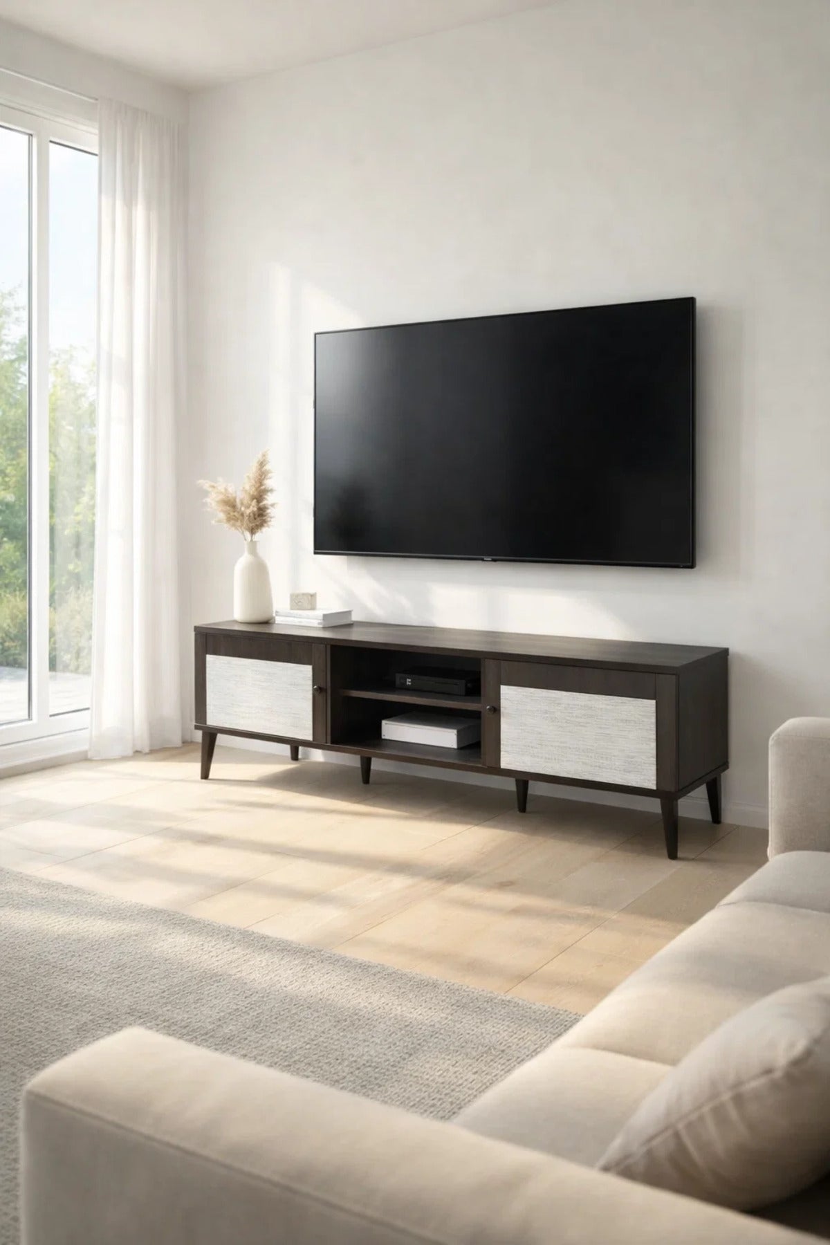Modern 180cm TV Unit Media Stand with Shelves and Cupboards Stylish Wooden Living Room Console