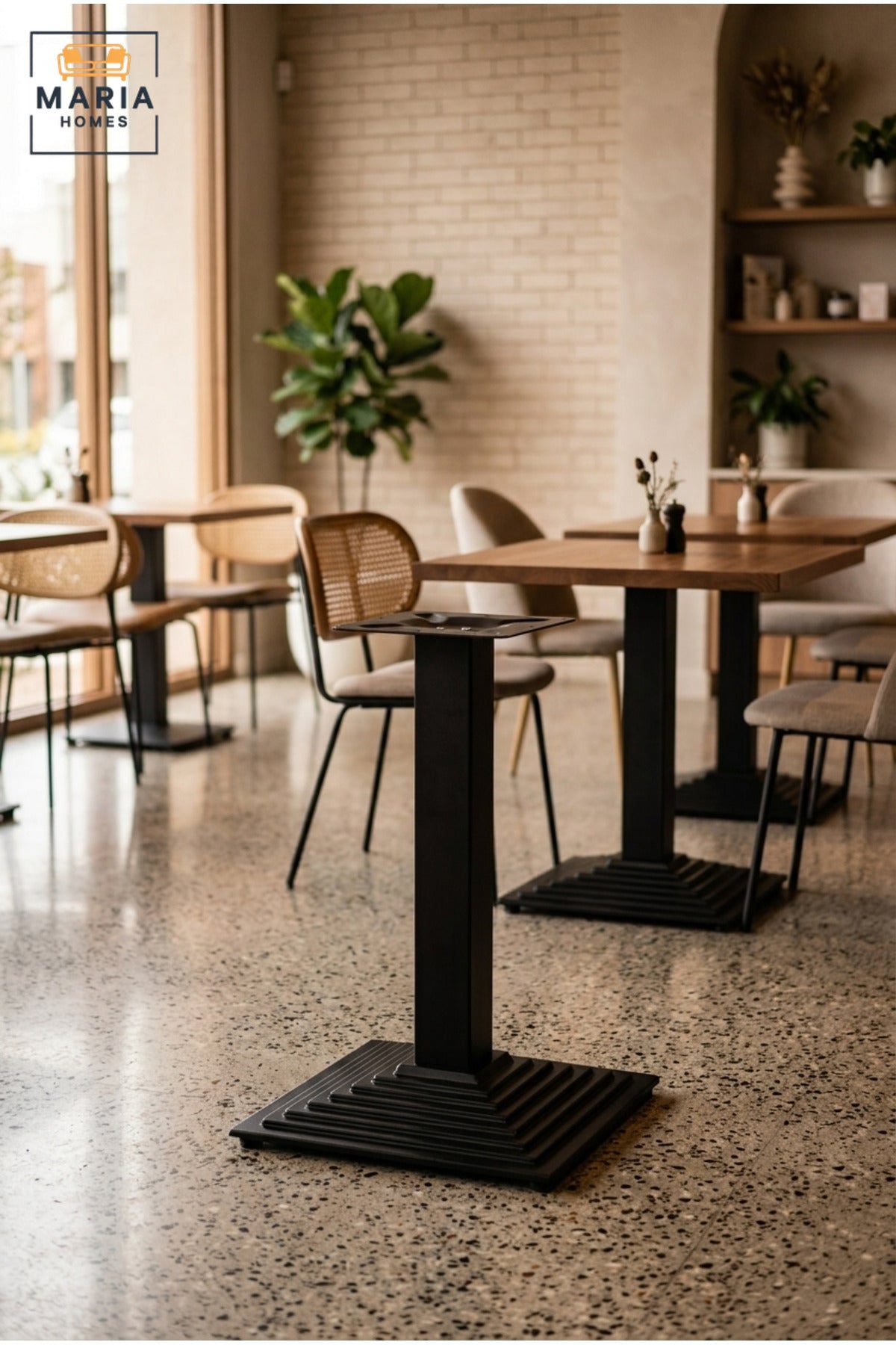 74 cm Metal Pedestal Table Base with Square Floor Plate and Top Mounting Bracket, Heavy-Duty Support Stand for Dining, Café and Restaurant Tables