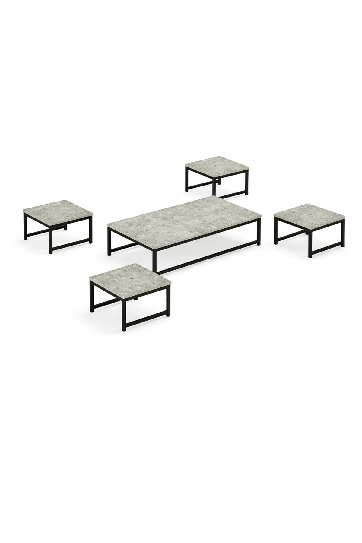 Modern Grey Coffee Table Set with 4 Side Tables 110 _ 60 26.5 cm modern grey coffee