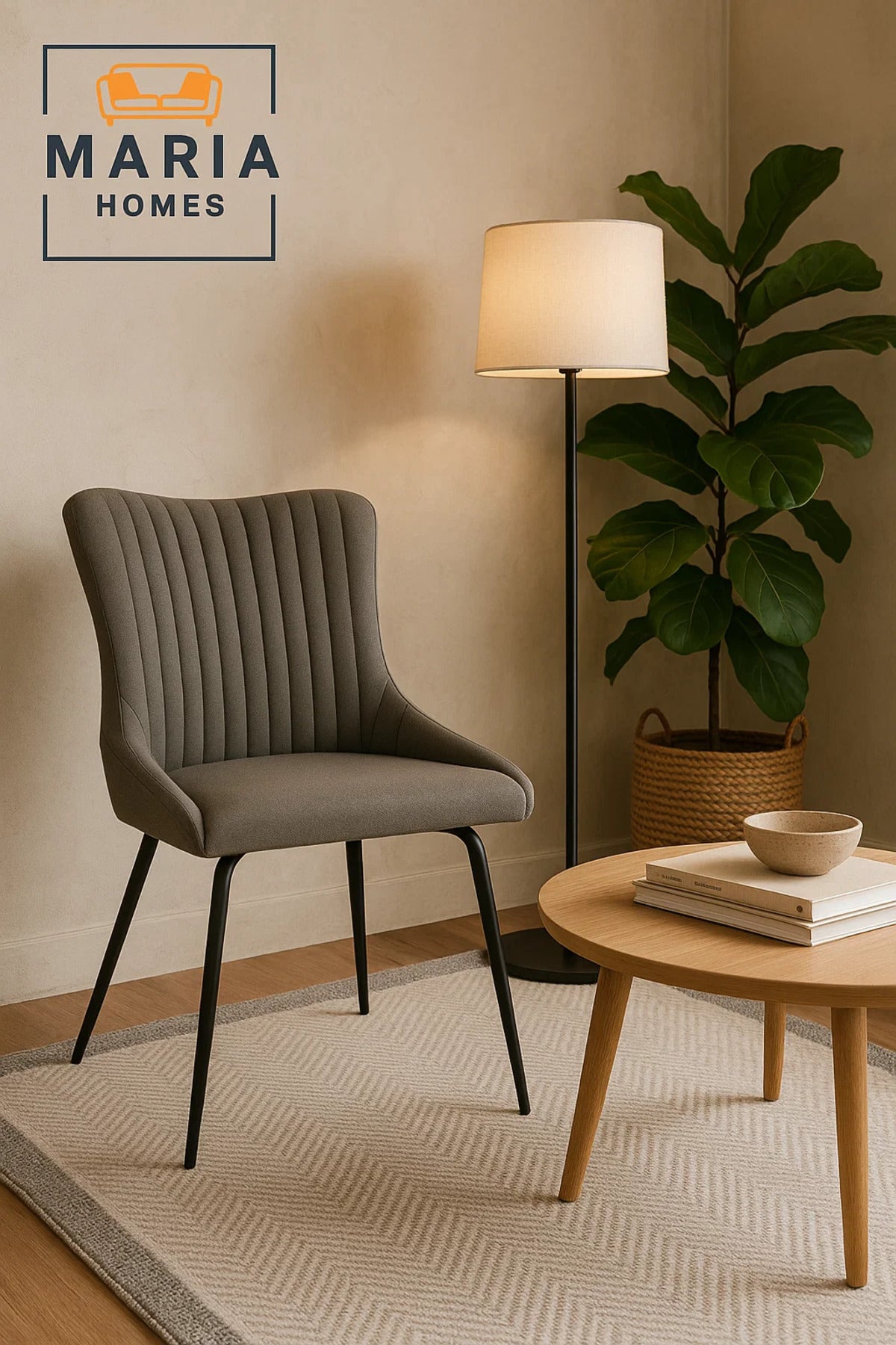 Modern Grey Fabric Dining Chair