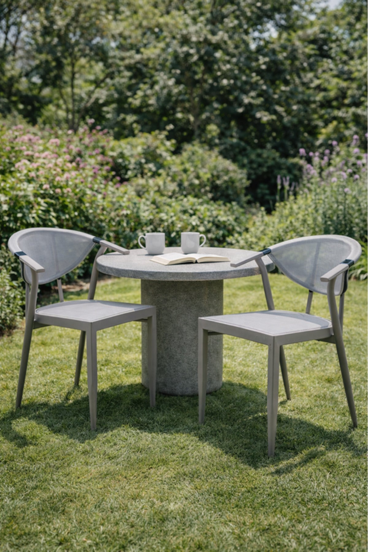Light Beige Modern Dining Chair with Mesh Back and Armrests light beige modern Garden