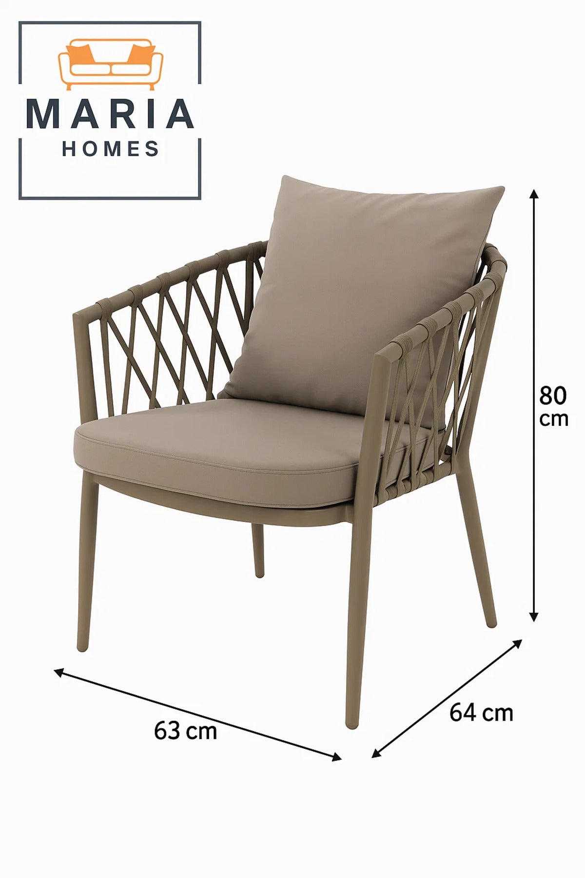 Gray Outdoor Rope Accent Chair with Cushions Ð Modern Patio & Balcony Seating
