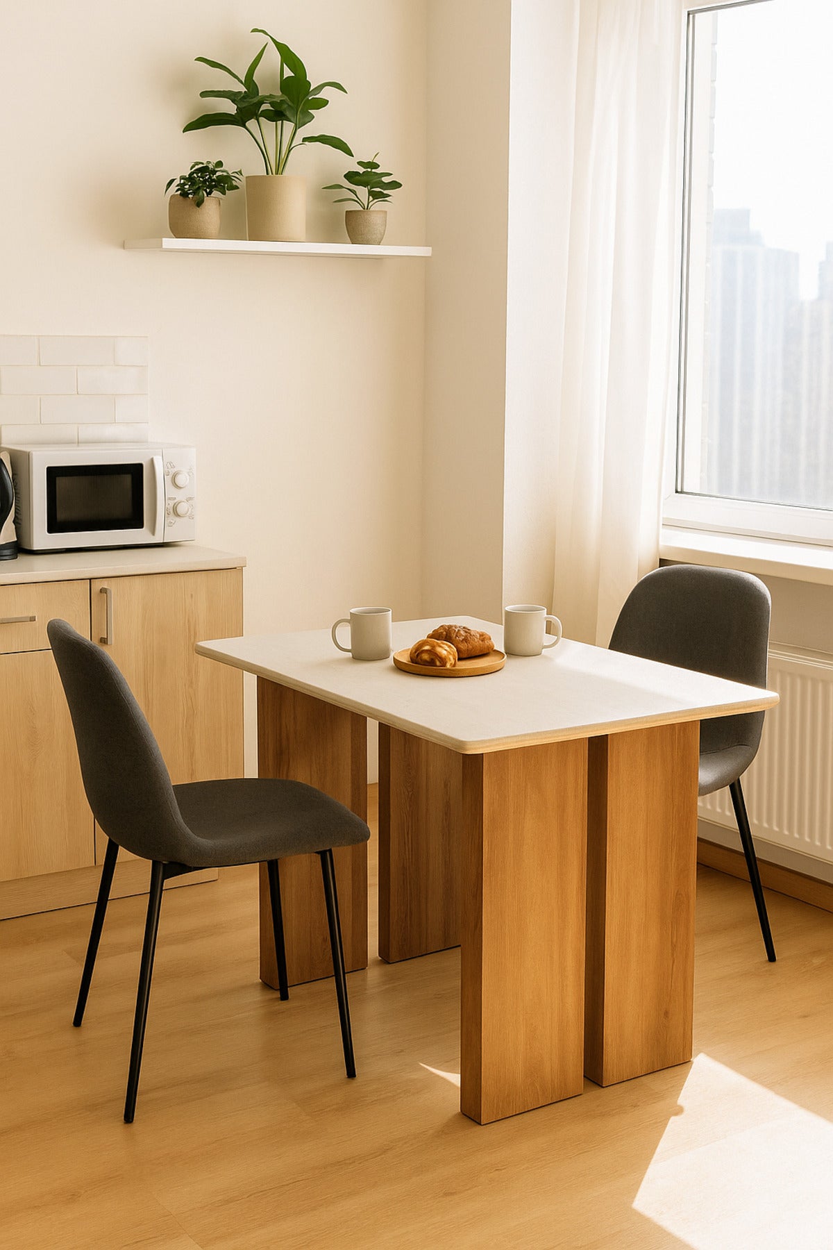 Modern Wooden Dining Table with Brown Legs Elegant Center Table for Dining Room 130_80_76 cm