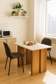 Modern Wooden Dining Table with Brown Legs Elegant Center Table for Dining Room 130_80_76 cm