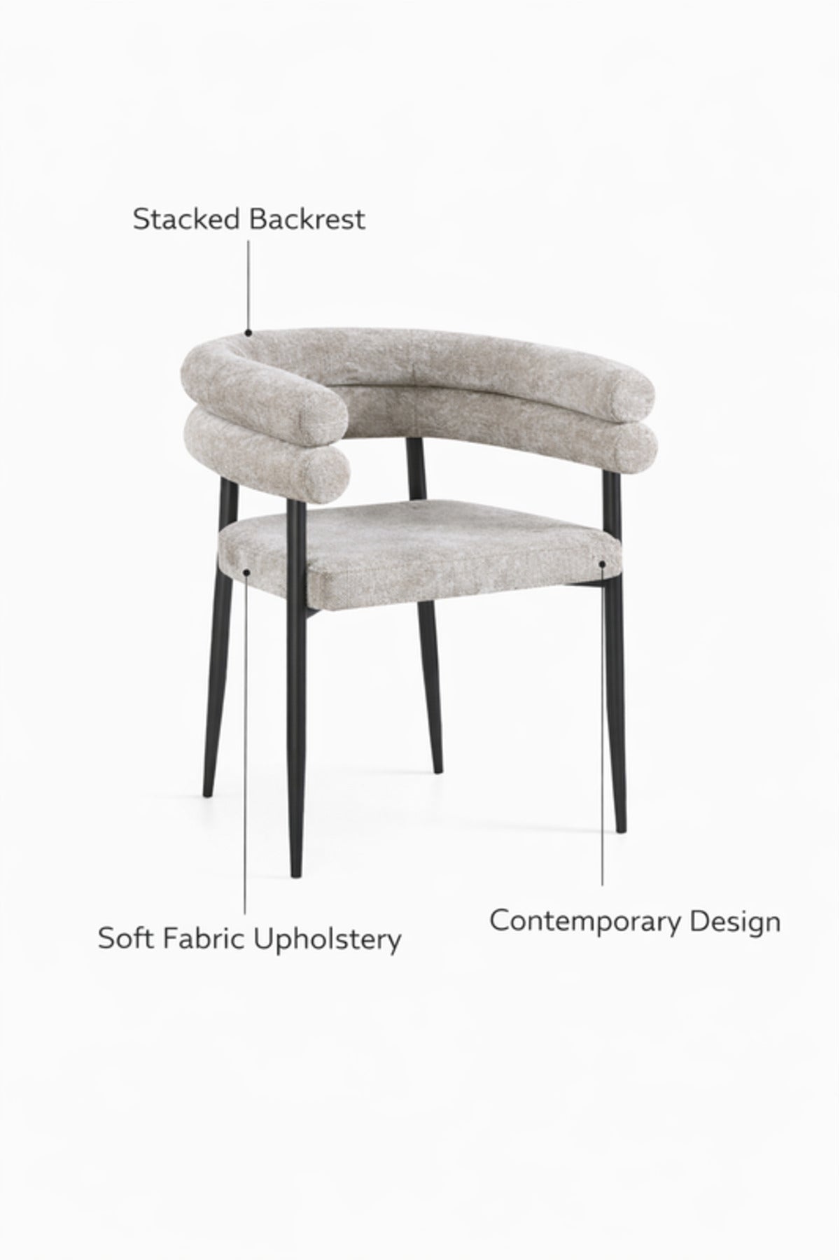 Dark Beige Fabric Arm Dining Chair 76x52x49cm Modern dark beige fabric Kitchen