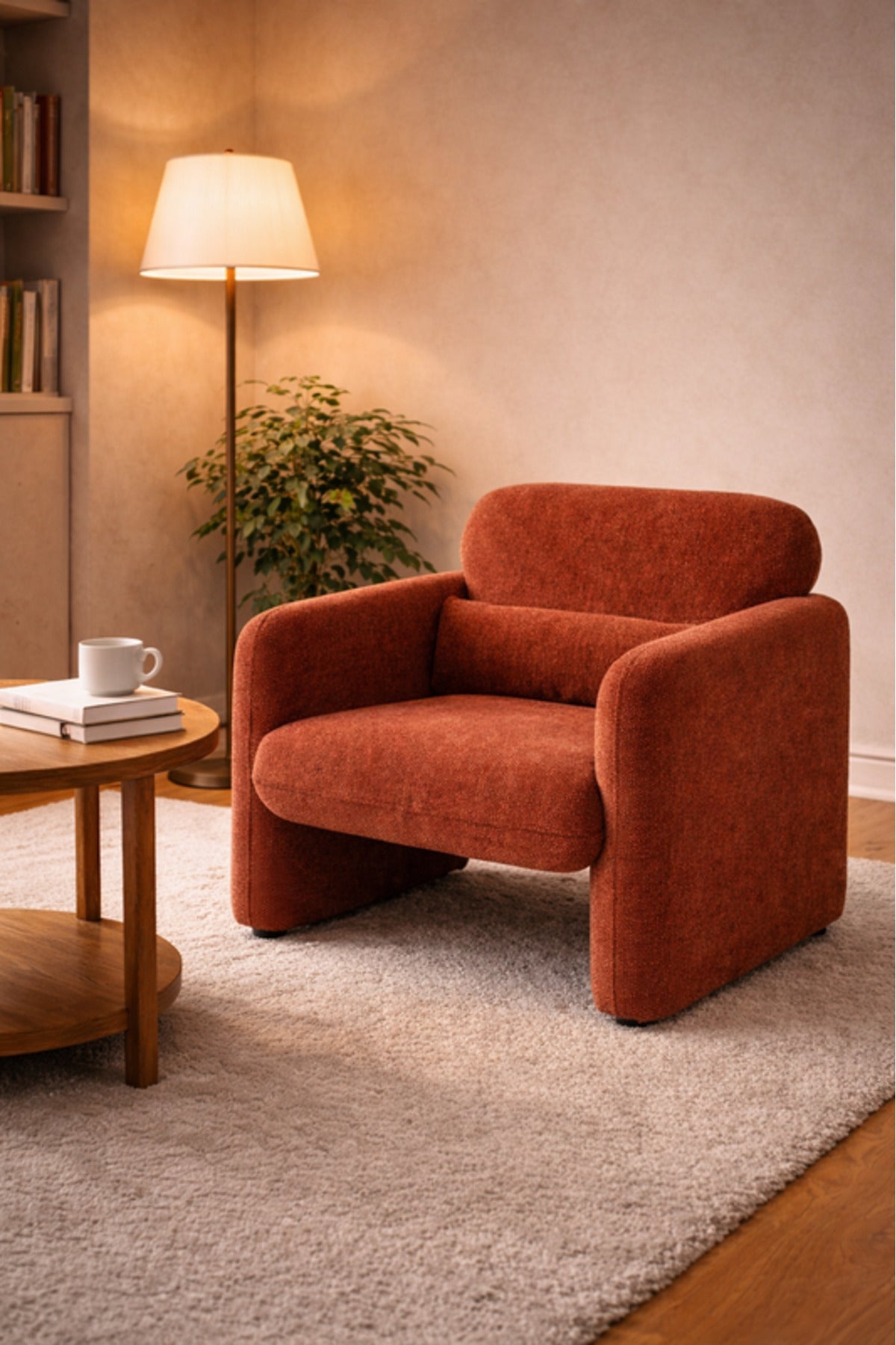 Dark Red Fabric Armchair Modern Living Room Lounge Chair dark red fabric BergÔøΩre