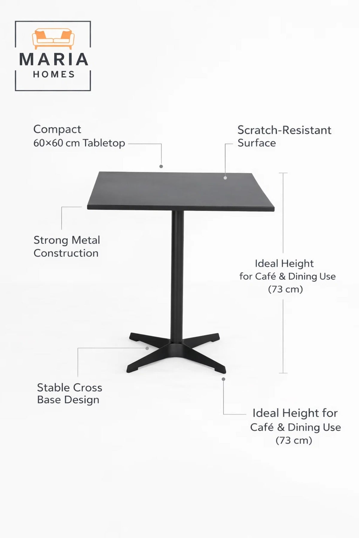 Black Square Table 80_80_73 cm Ð Modern CafŽ & Dining Table