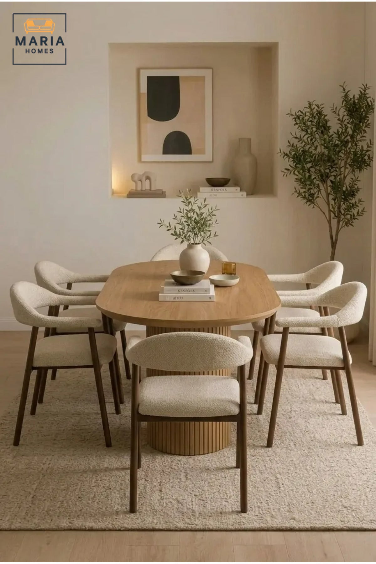 Modern Upholstered Dining Chair with Curved Backrest, Solid Wood Frame, Fabric Seat, Contemporary Dining Room Kitchen Chair