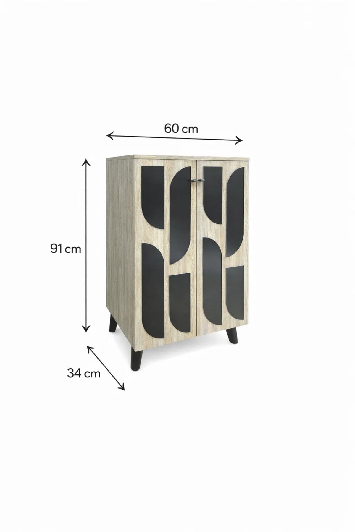 Beige Shoe Cabinet 60_34_91 cm √ê Modern Shoe Organizer with Decorative Doors