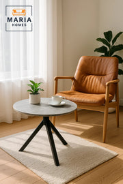 Round Grey Marble Dining Table √ê Modern Caf≈Ω, Restaurant, Office & Home Metal Furniture 60_60_60 cm