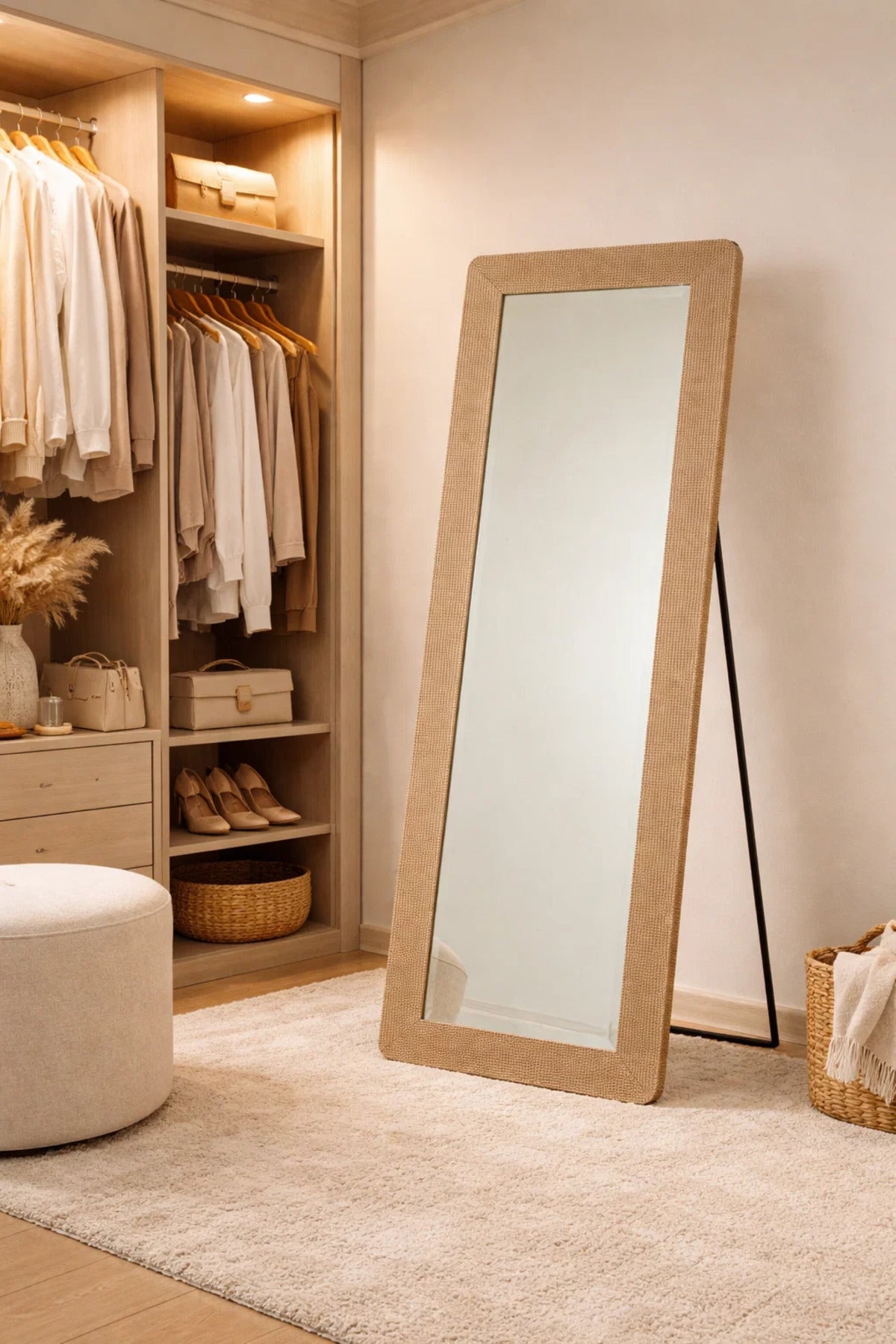 Full Length Standing Mirror Light Brown Frame 160x60cm for Bedroom
