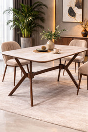Elegant Brown Side Table with Wooden Legs, 130x80x75 CM elegant brown side Dinner