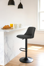Deep Grey Adjustable Bar Stool with Backrest & Footrest Ð Modern Counter Chair