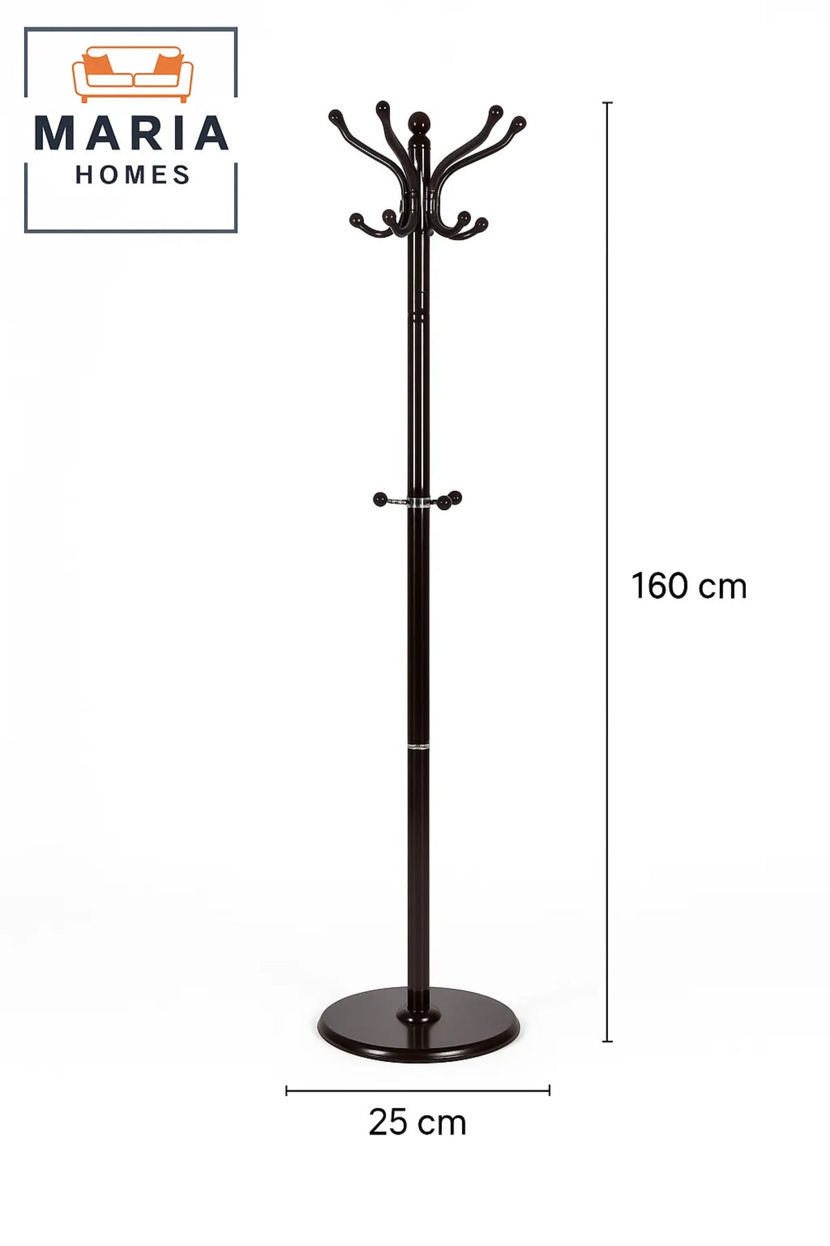 Modern Black Metal Coat Rack with Multi-Level Hooks and Stable Base