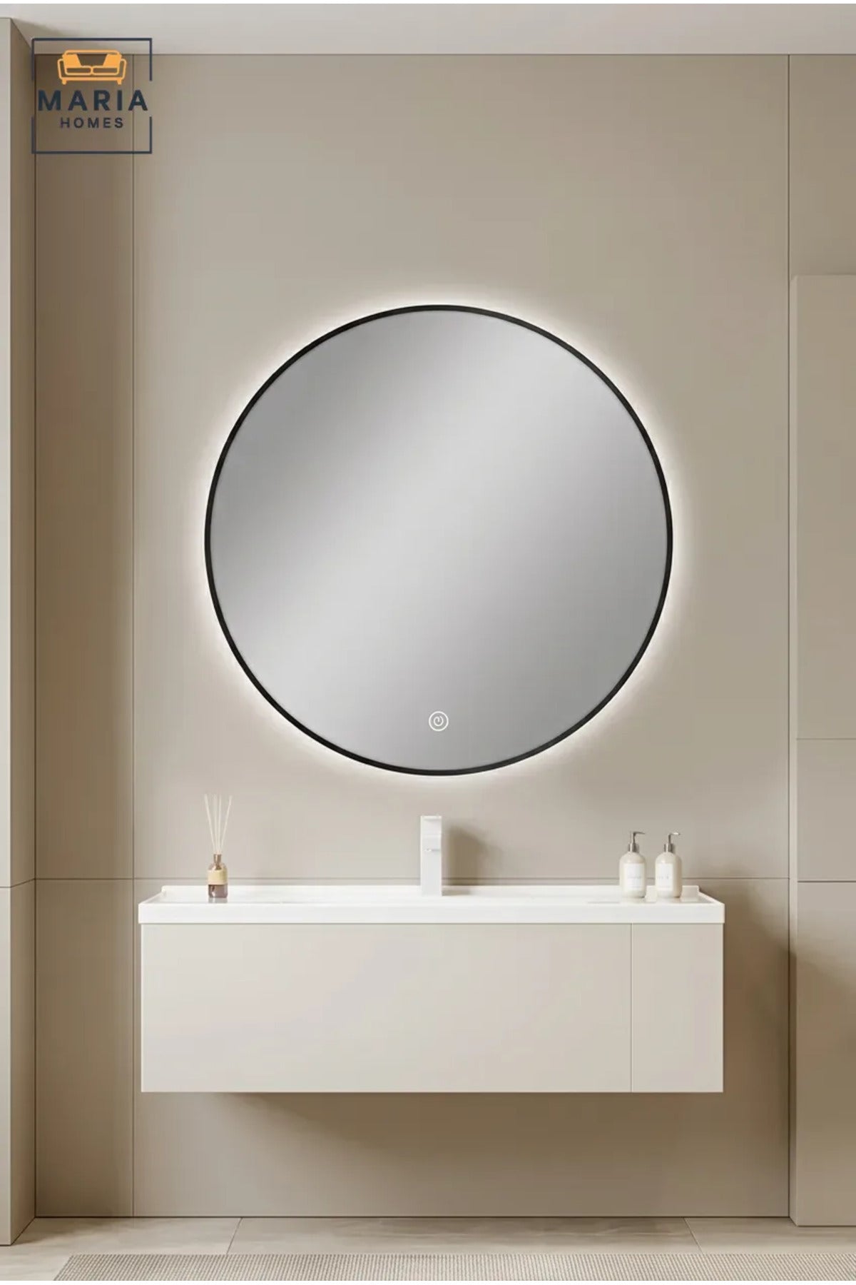 Round LED Wall Mirror with Backlit Touch Sensor – Modern Bathroom Vanity Mirror