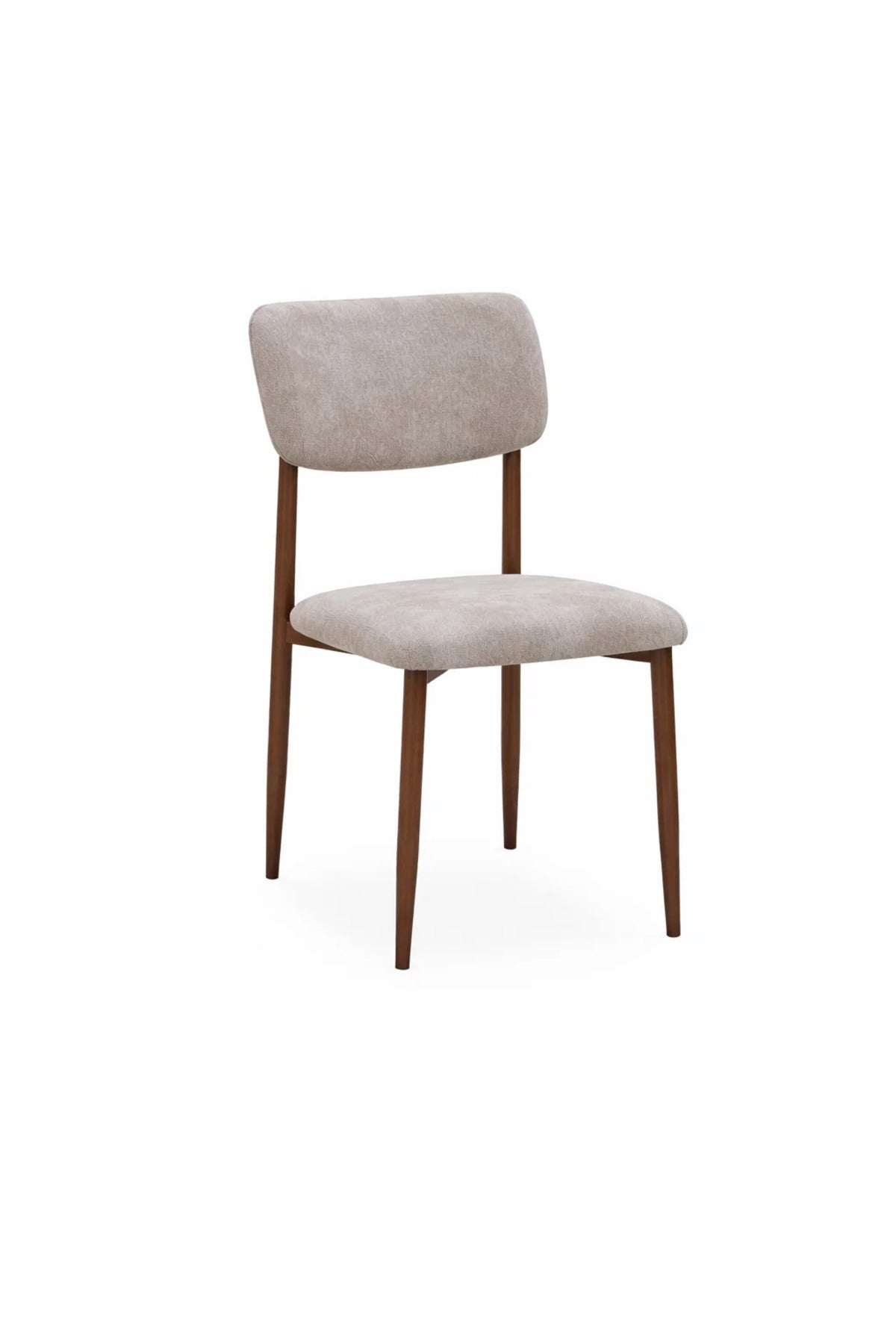 Stylish Beige Upholstered Dining Chair with Sturdy Metal Legs for Modern Kitchen Interiors