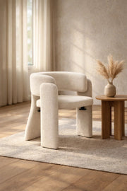 Modern Light Grey Upholstered Accent Chair with Rounded Back for Living Room Bedroom and Lounge