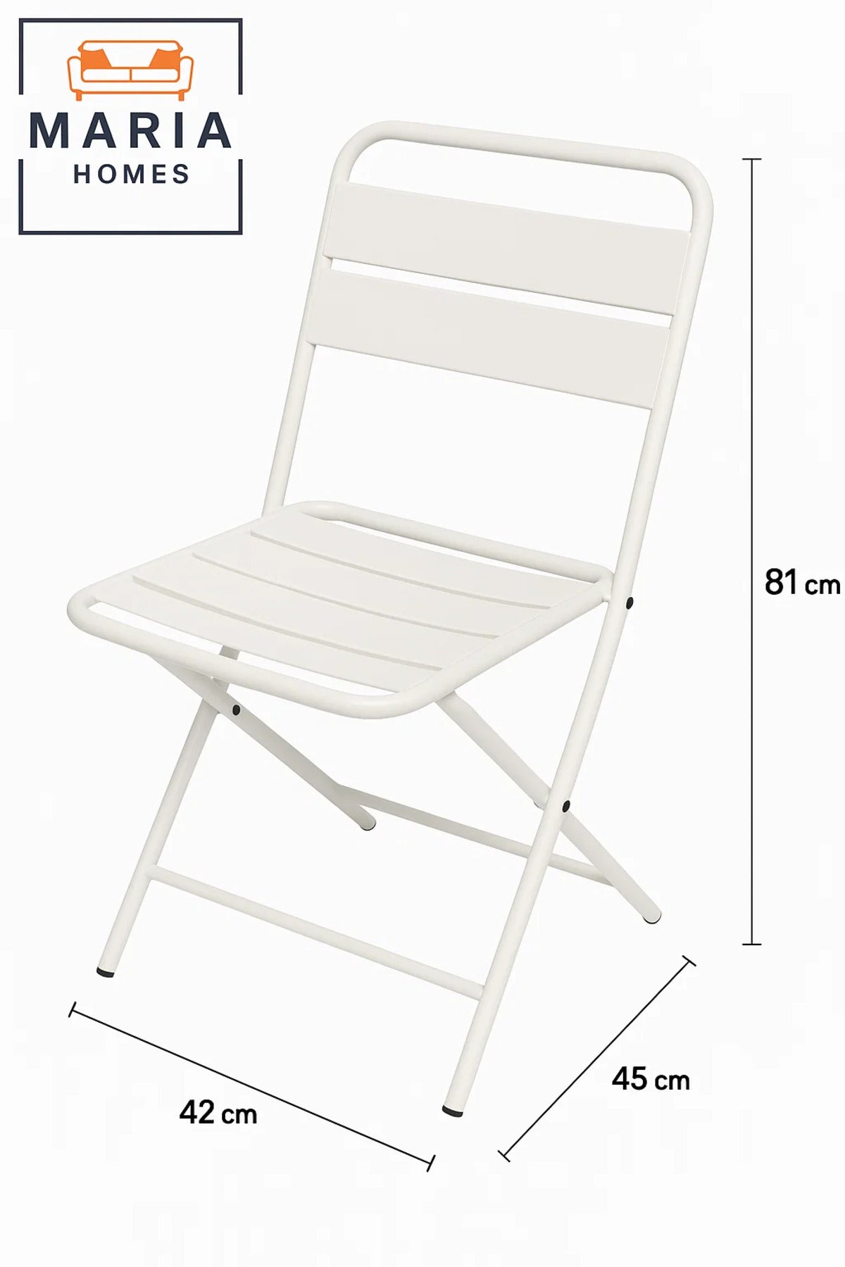 White Metal Folding Chair with Slatted Design Ð Lightweight and Compact for Indoor/Outdoor Use