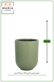 Large Round Light Grey Fiber Planter 80CM x 60CM | Modern Indoor & Outdoor Decorative Pot