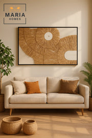 Natural Straw Textured Wall Art Ð Modern Boho Abstract Decor for Living Room & Bedroom-120*80CM