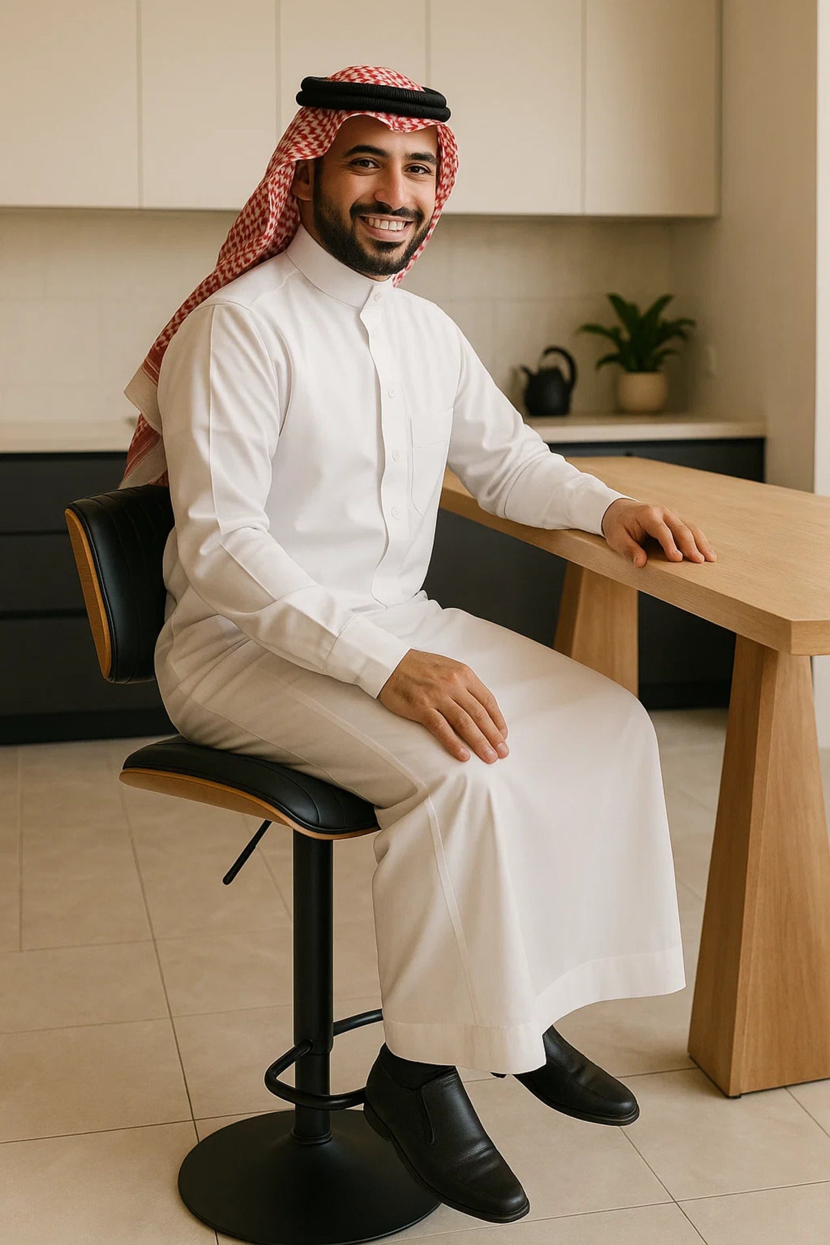 Adjustable Black Bar Stool with Backrest Ð Modern Faux Leather High Chair for Home or Cafe Use