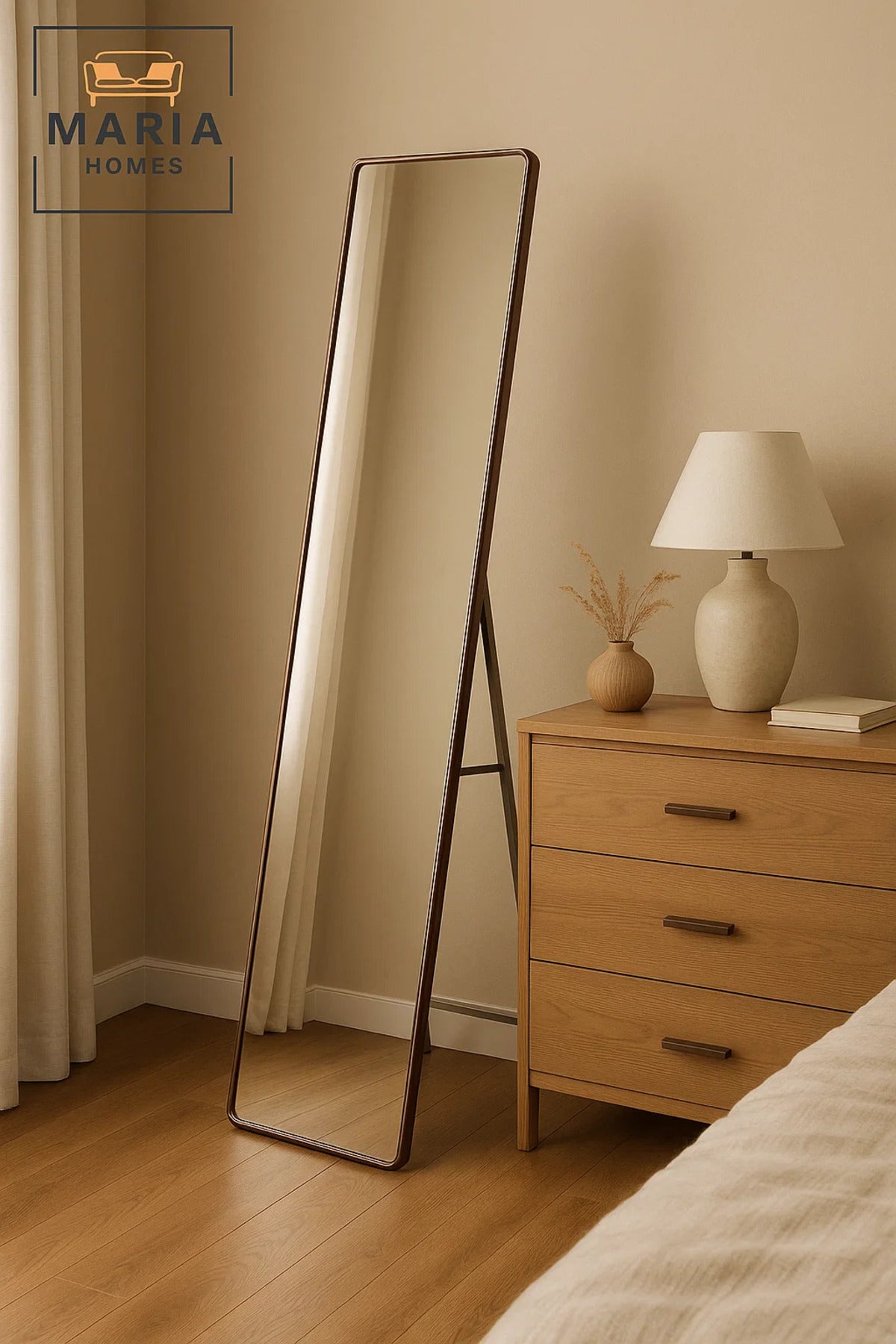 Full Length Coffee Frame Mirror 160_40 Standing Dressing Floor Mirror for Bedroom D≈Ωcor