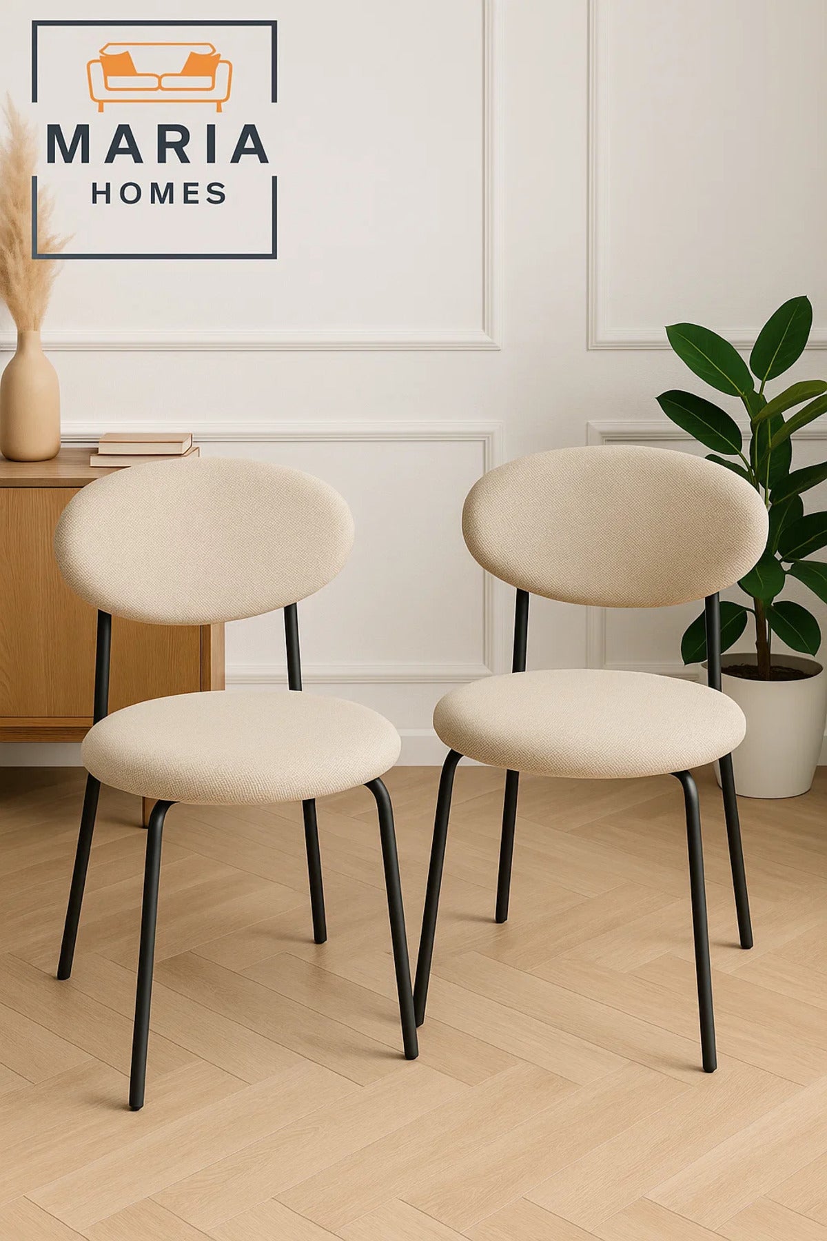 Modern Beige Fabric Accent Chair with Round Seat Ð Minimalist Lounge Seating