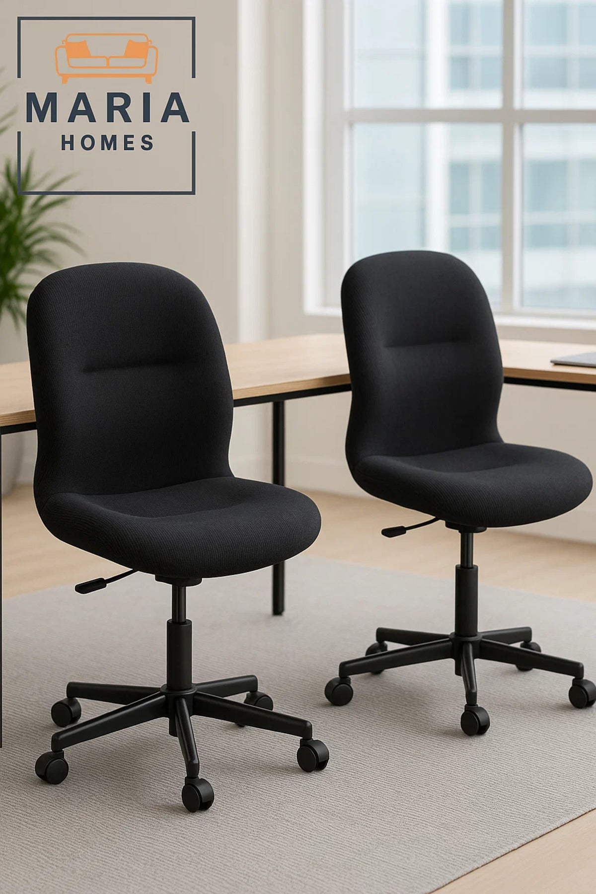 Ergonomic Black Office Chair with Fabric Seat and Wheels Ð Swivel Task Chair for Home or Office