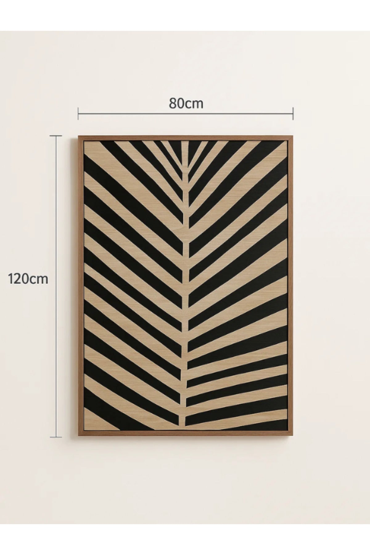 3D Black & Veneer Palm Leaf Wall Art with Wooden Frame Ð 120_80 cm