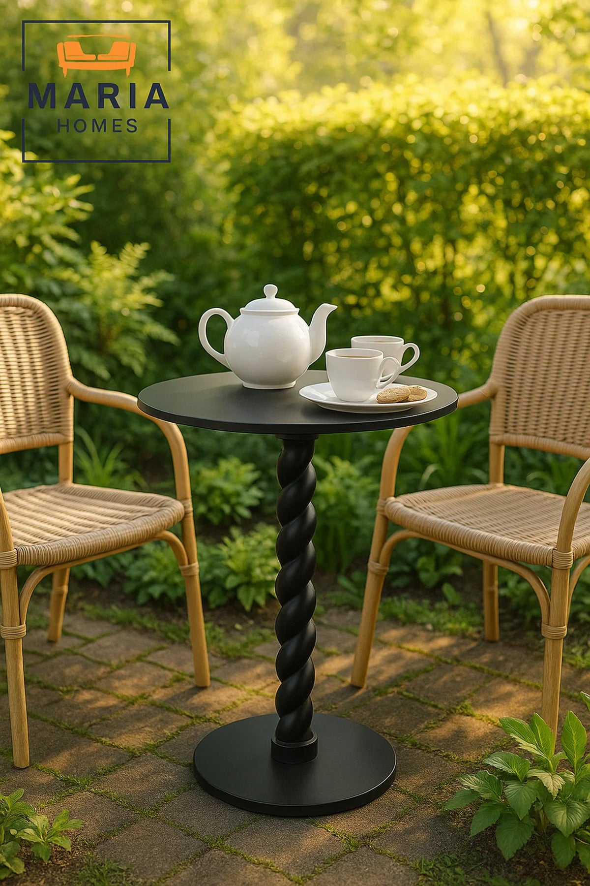 Spiral-Leg Side Table Ð Matte Black Finish