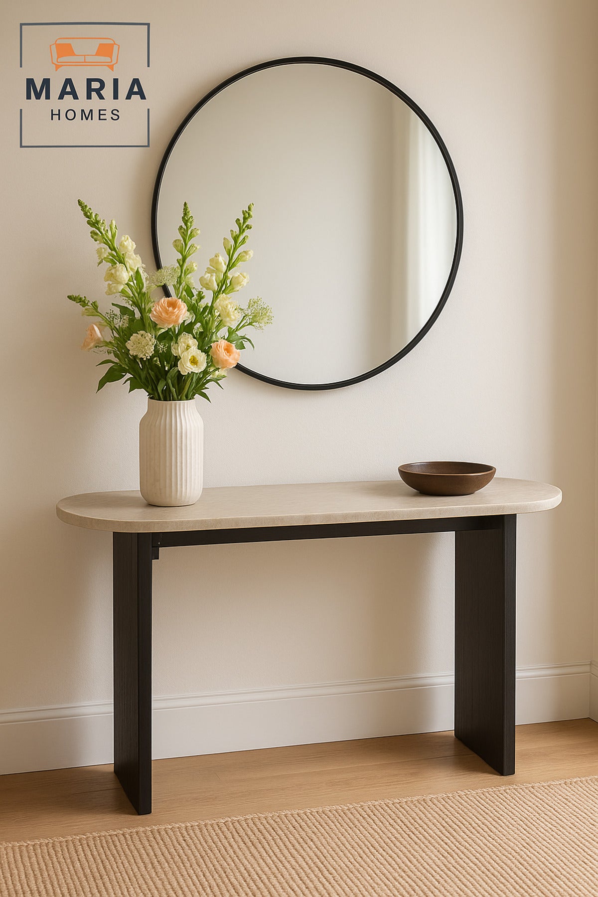 Marble Console Table 140_40_80 cm Ð Modern Entryway Table with Black Legs