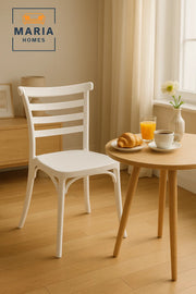 White Plastic Ladder Back Chair Modern Stackable Armless Dining Chair for Indoor & Outdoor Use