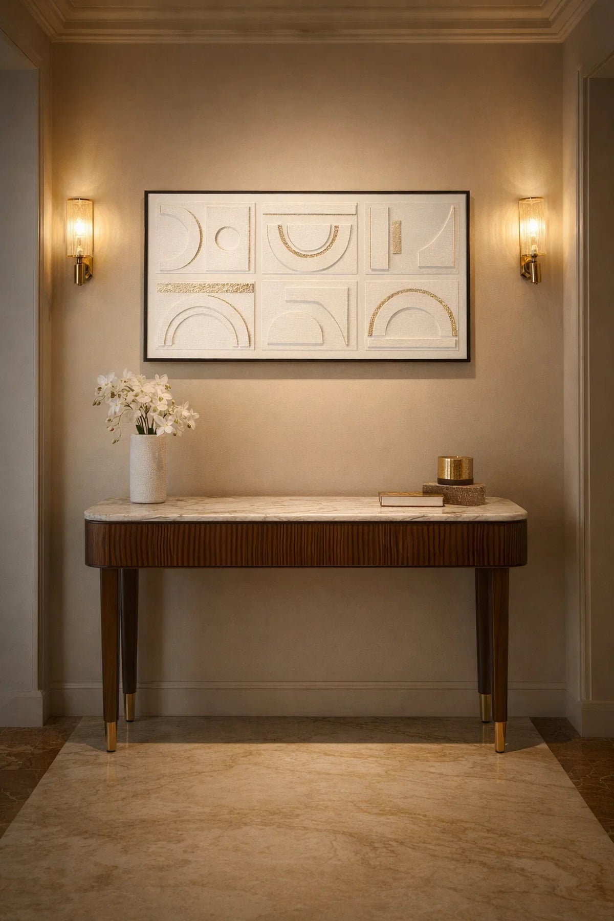 Abstract Wall Art 70_140 cm Ð Modern Textured Painting with Gold Accents