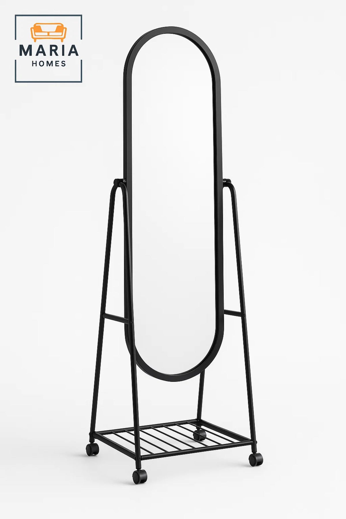 Black Full Length Standing Mirror with Metal Frame Floor Dressing Mirror for Bedroom Hallway Decor