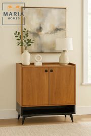 Rustic Brown Shoe Rack Cabinet with Bottom Shelf Ð Modern Wooden Storage Organizer for Entryway
