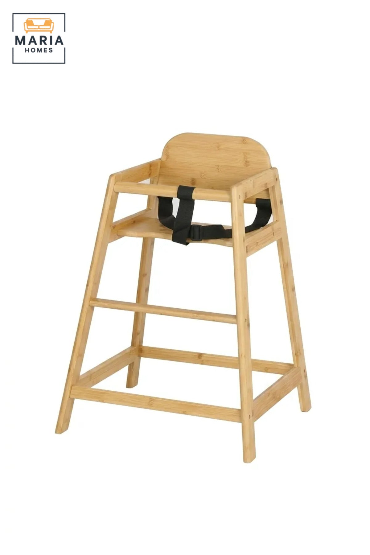 Wooden Baby High Chair | Natural Wood Feeding Chair with Safety Harness | Modern Toddler Dining Chair | Sturdy Kids High Chair for Home