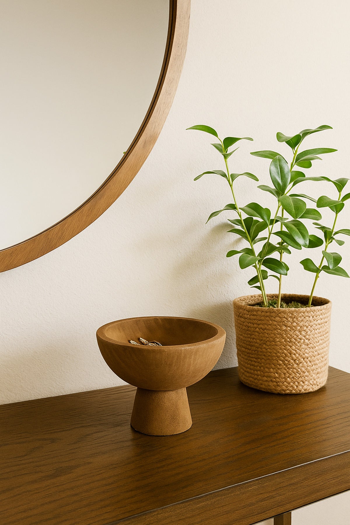 Walnut Wooden Pedestal Bowl Ð Decorative Serving & Display Centerpiece for Home DŽcor