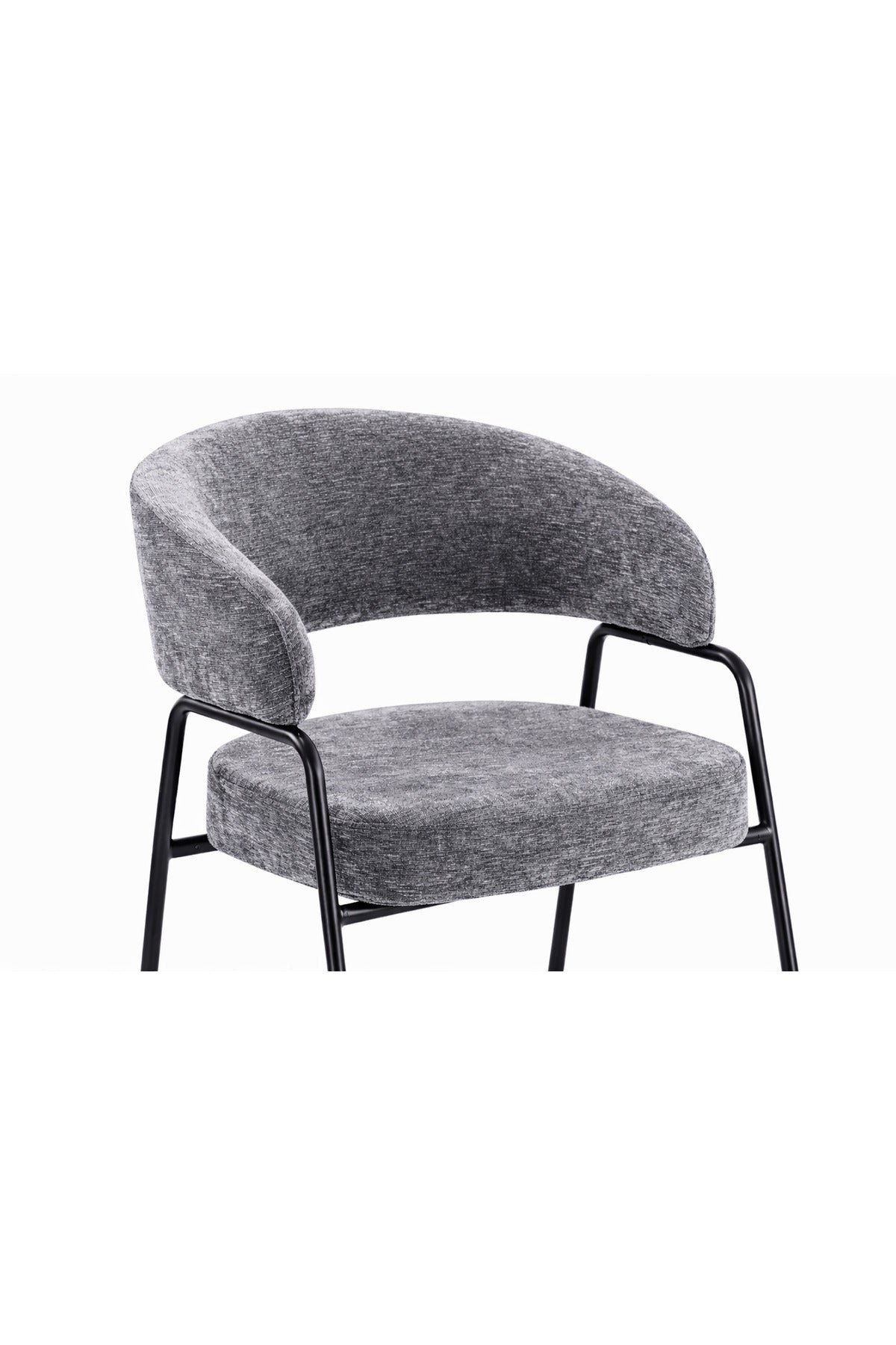 Dark Grey Armchair with Black Metal Legs, 78x47x50 CM dark grey armchair Dining Room