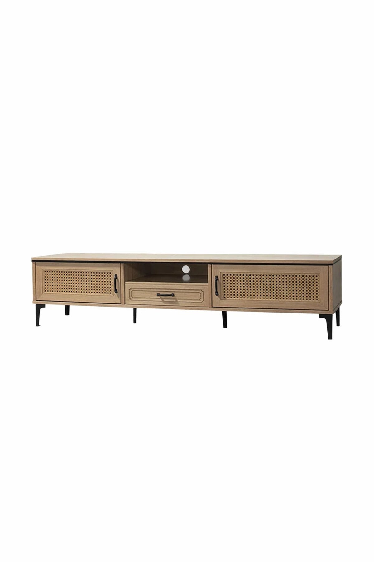 Natural Wood TV Stand √ê 180x40x46 cm Modern Plasma Table with Cabinets & Drawer