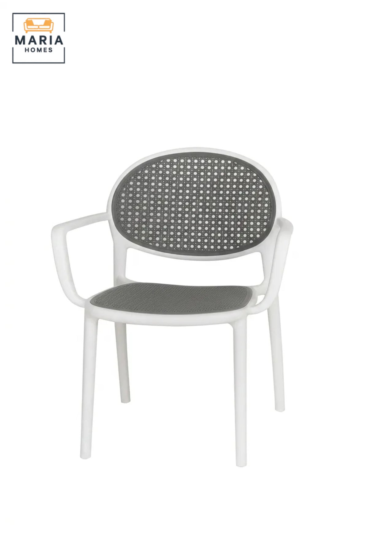 Modern Outdoor Dining Chair with Rattan-Style Backrest, Supportive Armrests and Durable Frame for Garden, Patio, Balcony, Café and Restaurant