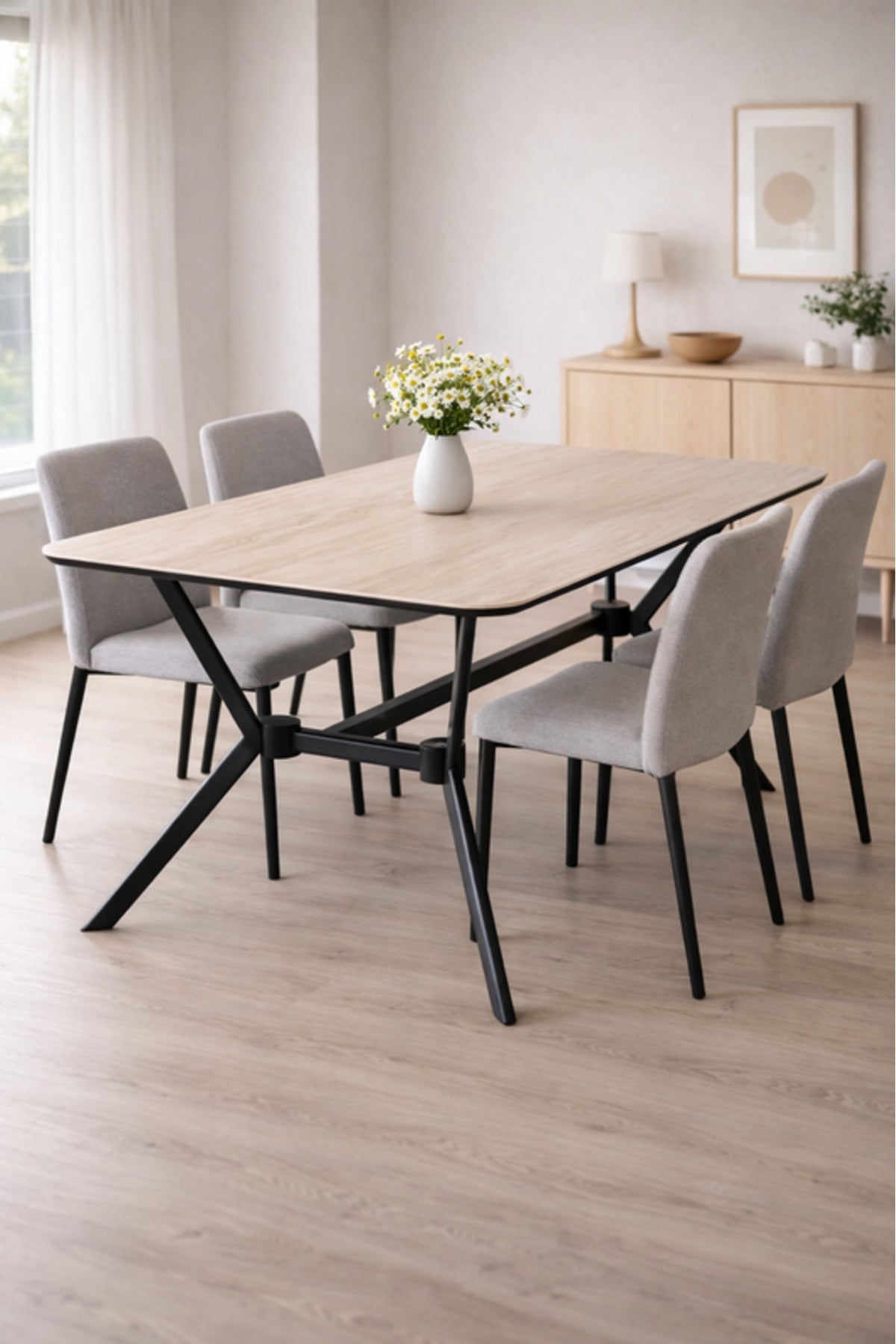 Large Black and Grey Side Table, 150x90x75 CM large black Dinner Table