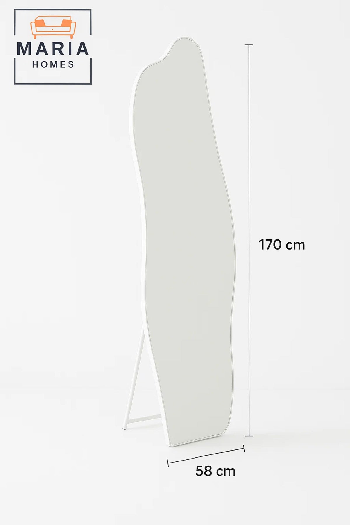 Wavy Full-Length Standing Mirror in White Frame Ð 170x58 cm Modern Design