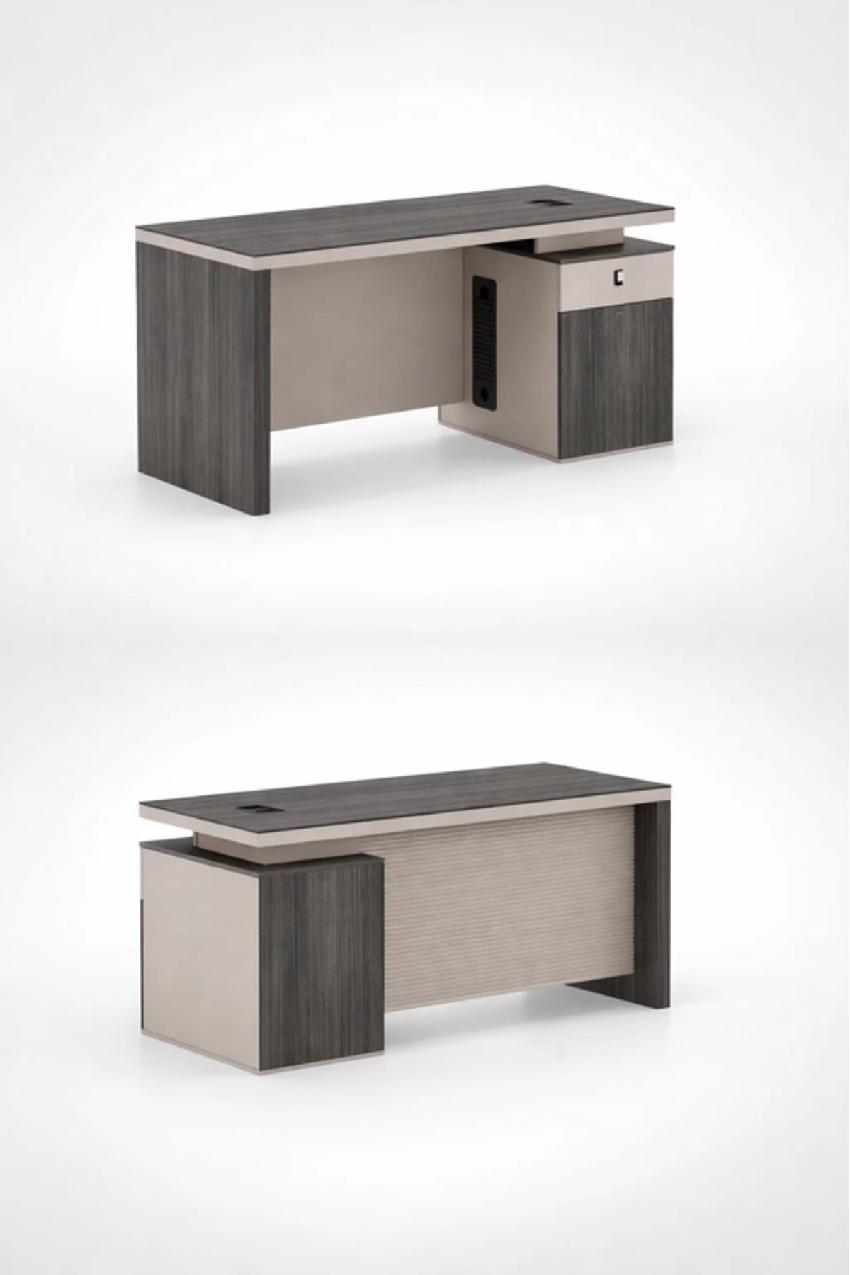 Modern DARK BEAUTY Executive Desk with Drawer & Cable Management Panel