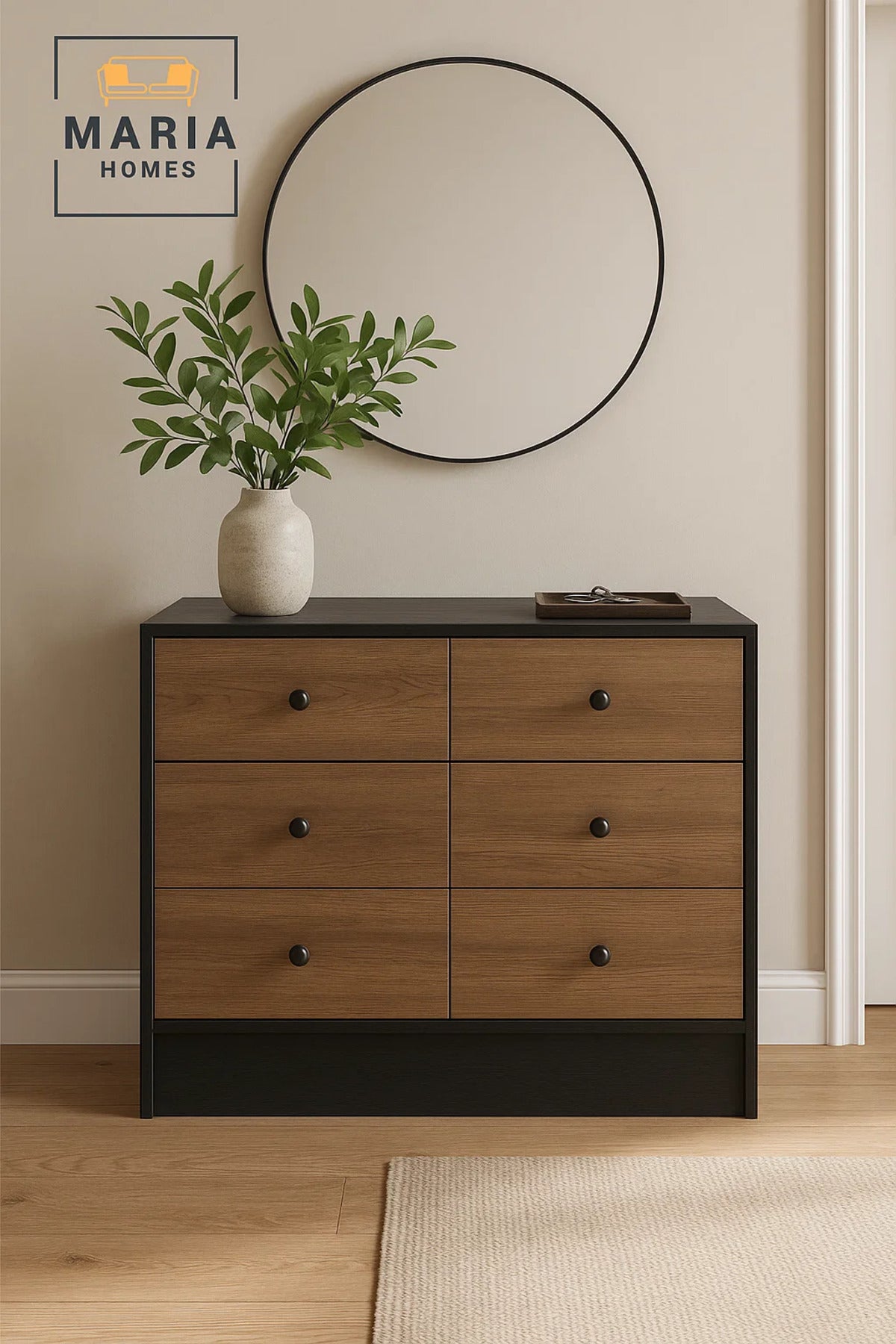 Modern Chest of Drawers 80_48_80 cm Ð Bedroom Storage Cabinet Ð Black Brown Dresser