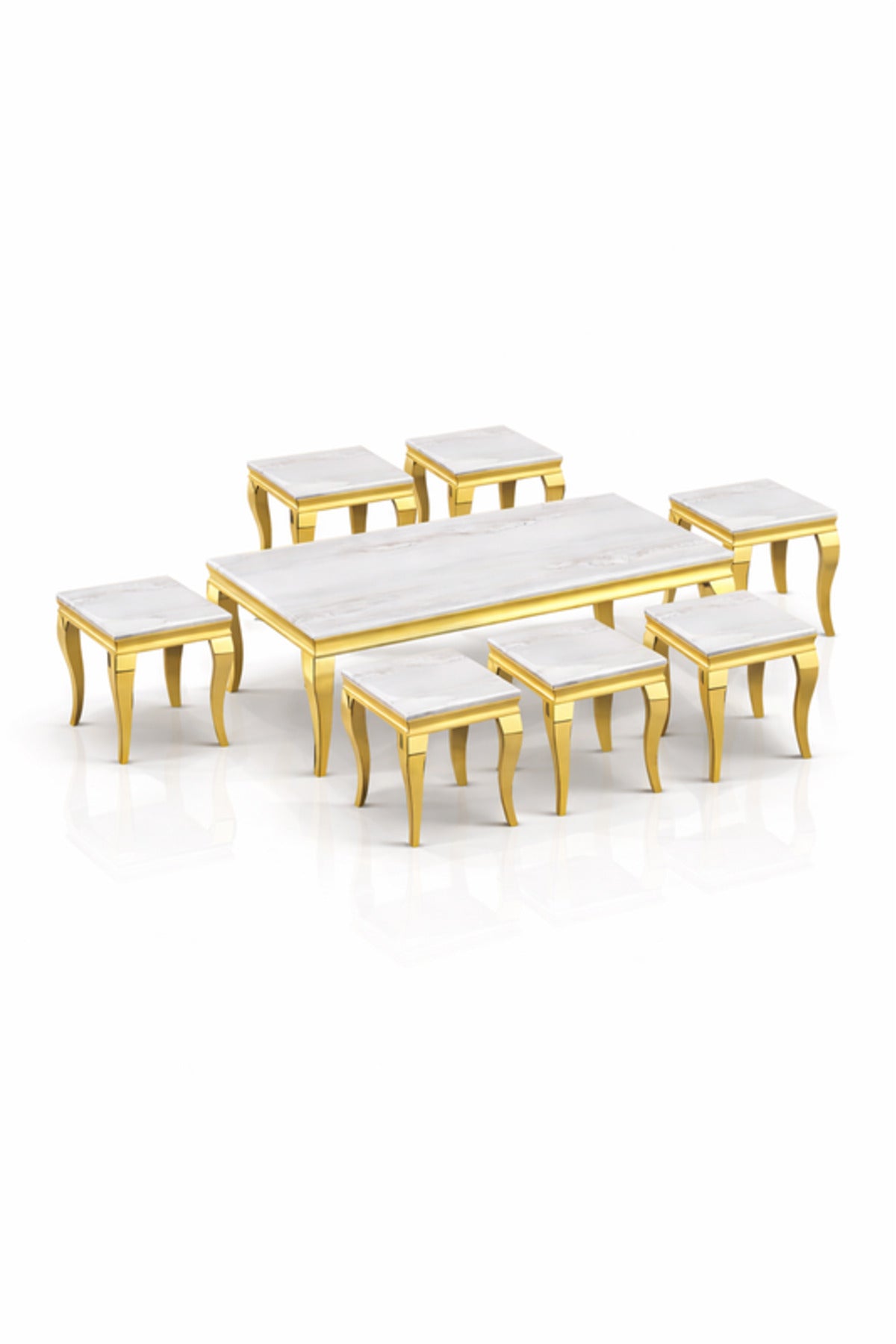 Luxury Gold Marble Coffee Table Set 1+6 √ê Royal Classic Design